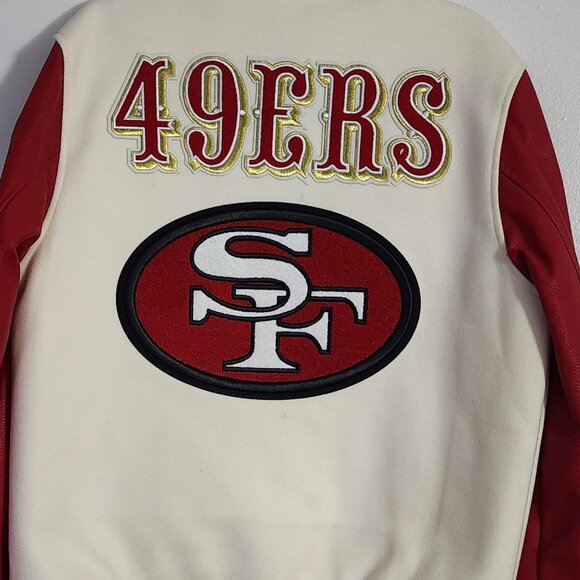 BRAND NEW MEN'S (MEDIUM) 49ERS RED,WHITE & GOLD VARSITY JACKET